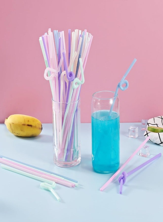ONEYIM [100 Pcs] Disposable Plastic Drinking Bendy Straws - 10.24" Long and 0.24" Diameter Colorful Cute Flexible Long Straws for Juice,Coffee,Milk,Cocktail, Bachelorette/Birthday Party, Bridal/Baby Shower - Image 3